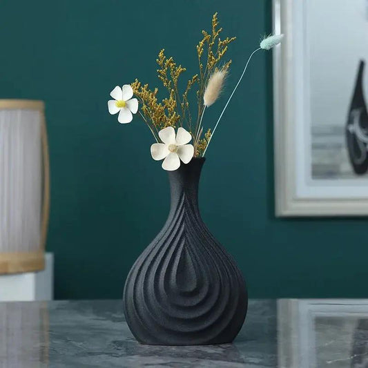 Medium Sized Black Ceramic Vase