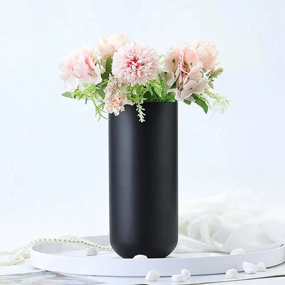 Black Cylinder Vase on a white table 