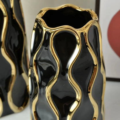 Details of a large Black Modern Vase