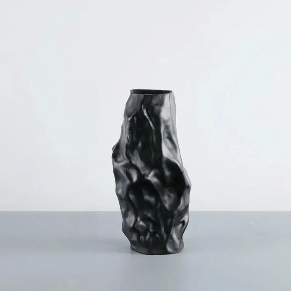 Large Black Textured Vase