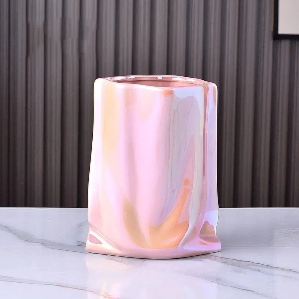 Blush Pink Vase on a white marble table 