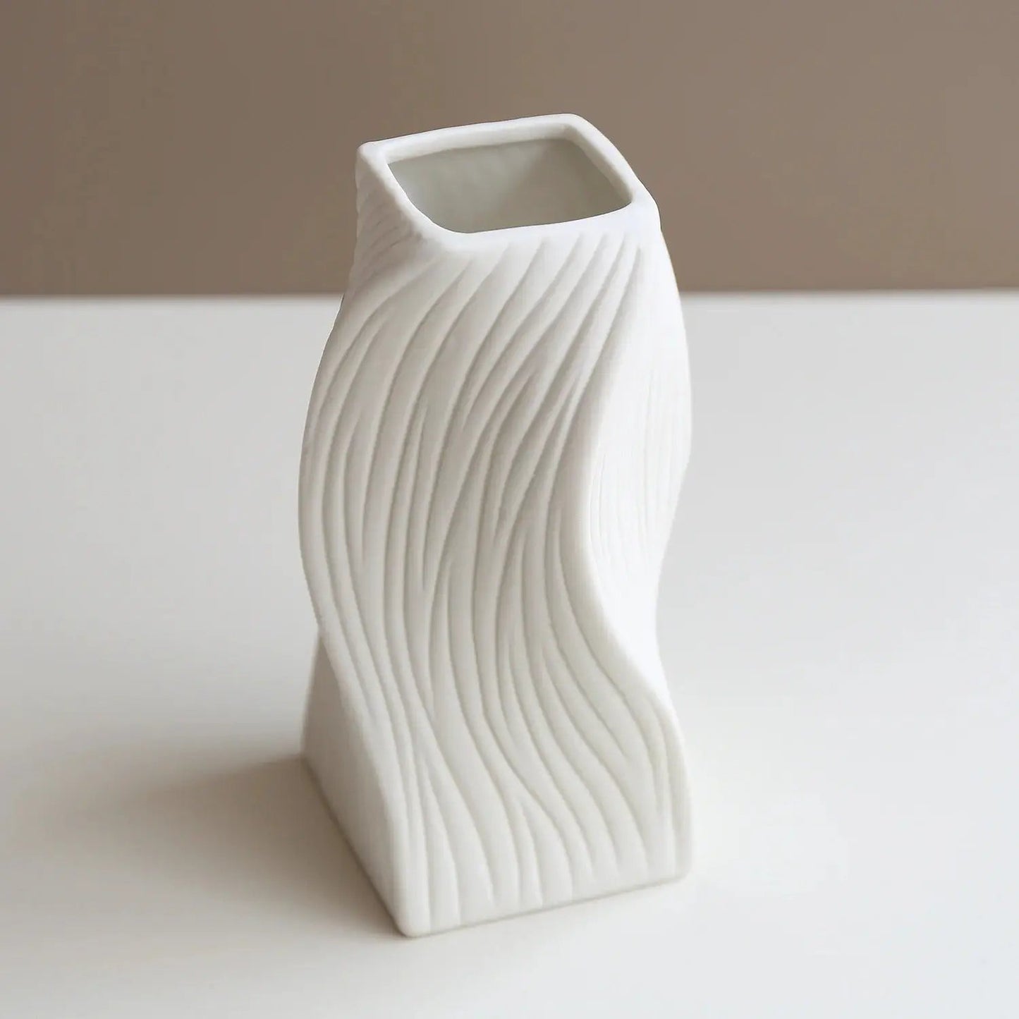 Medium Ceramic Bud Vase on a white and brown background