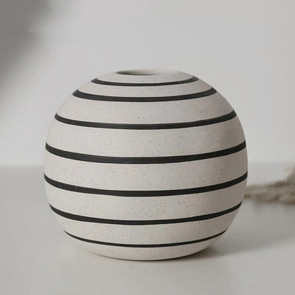 Large Ceramic Round Vase on a grey table