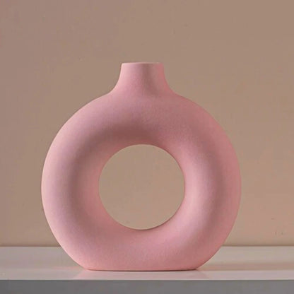 Large Ceramic Vase Pink on a white shelf