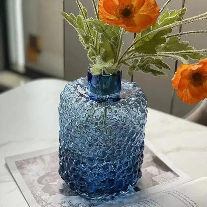 Medium Sized Cobalt Blue Vase With Flowers Inside 