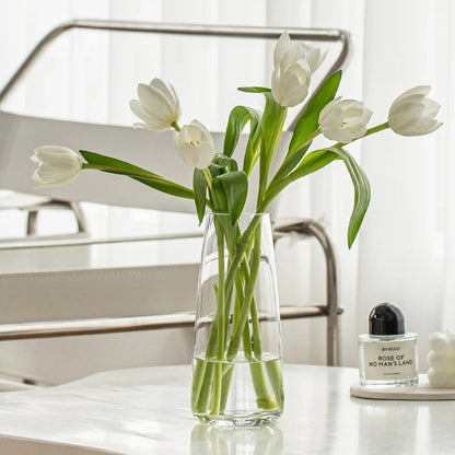 Glass Bud Vase With Tulips