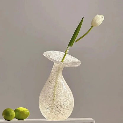 Glass White Vase with a white tulip inside