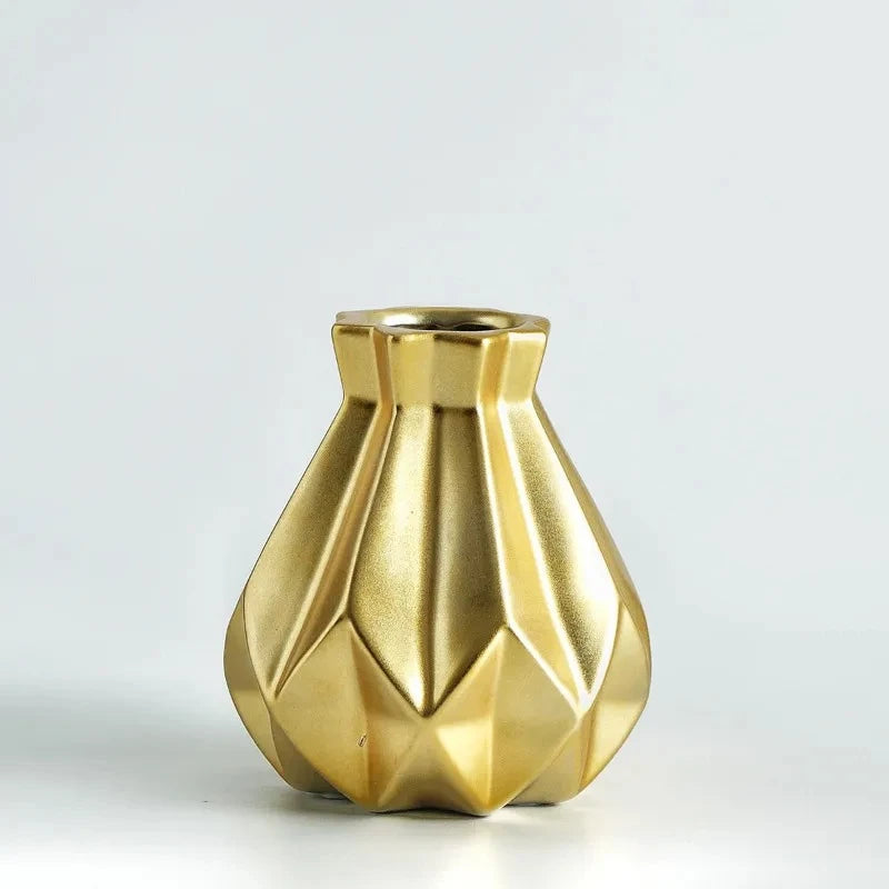 Medium sized Gold Flower Vase on a white surface