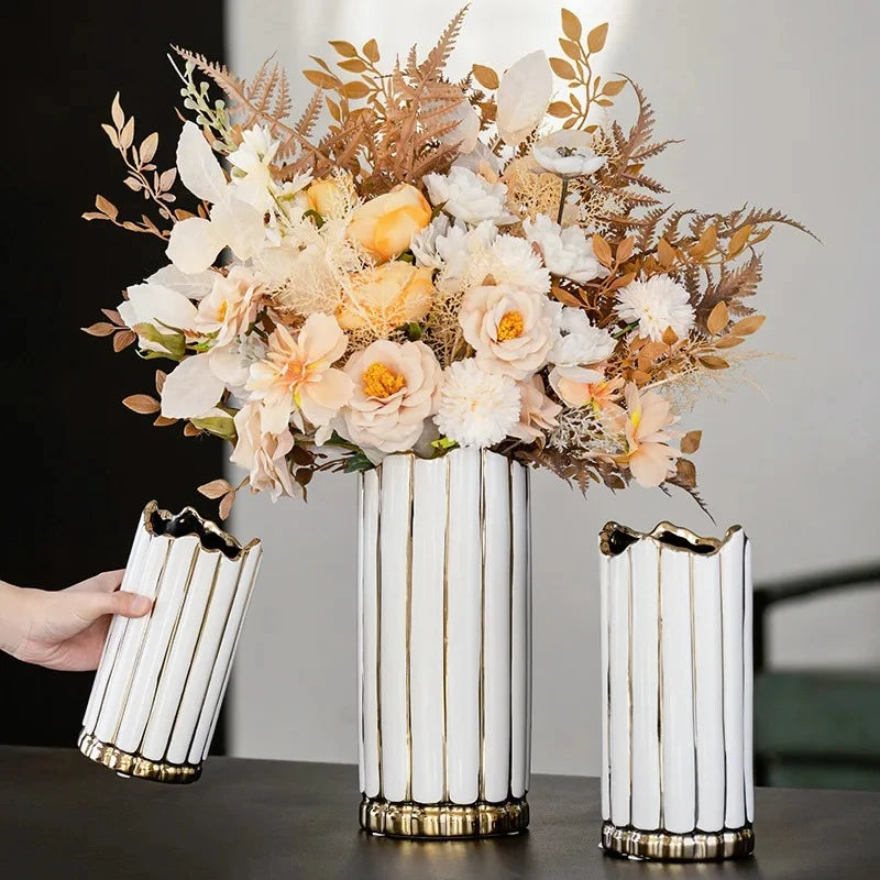 Gold and White Vases