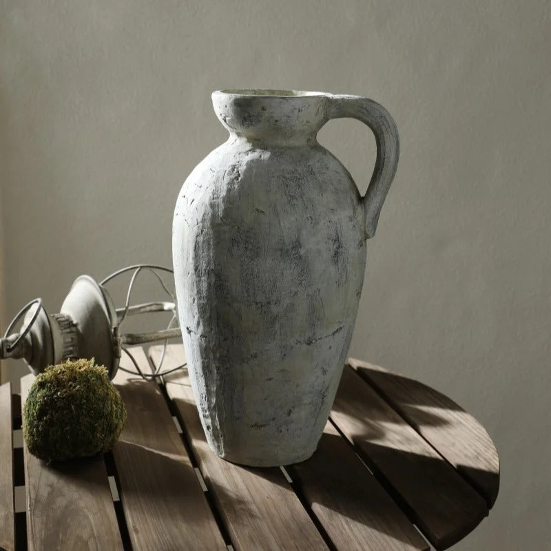 Large Stone Vase on a wooden table