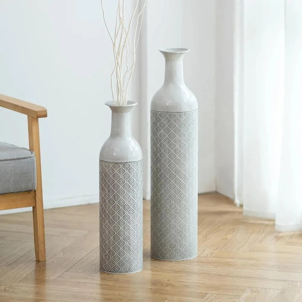 Modern Floor Vases on a wooden floor next to a chair