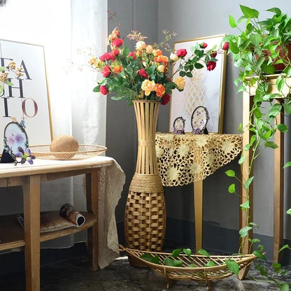 Oriental Floor Vase in a living room filled with greenery and decoration