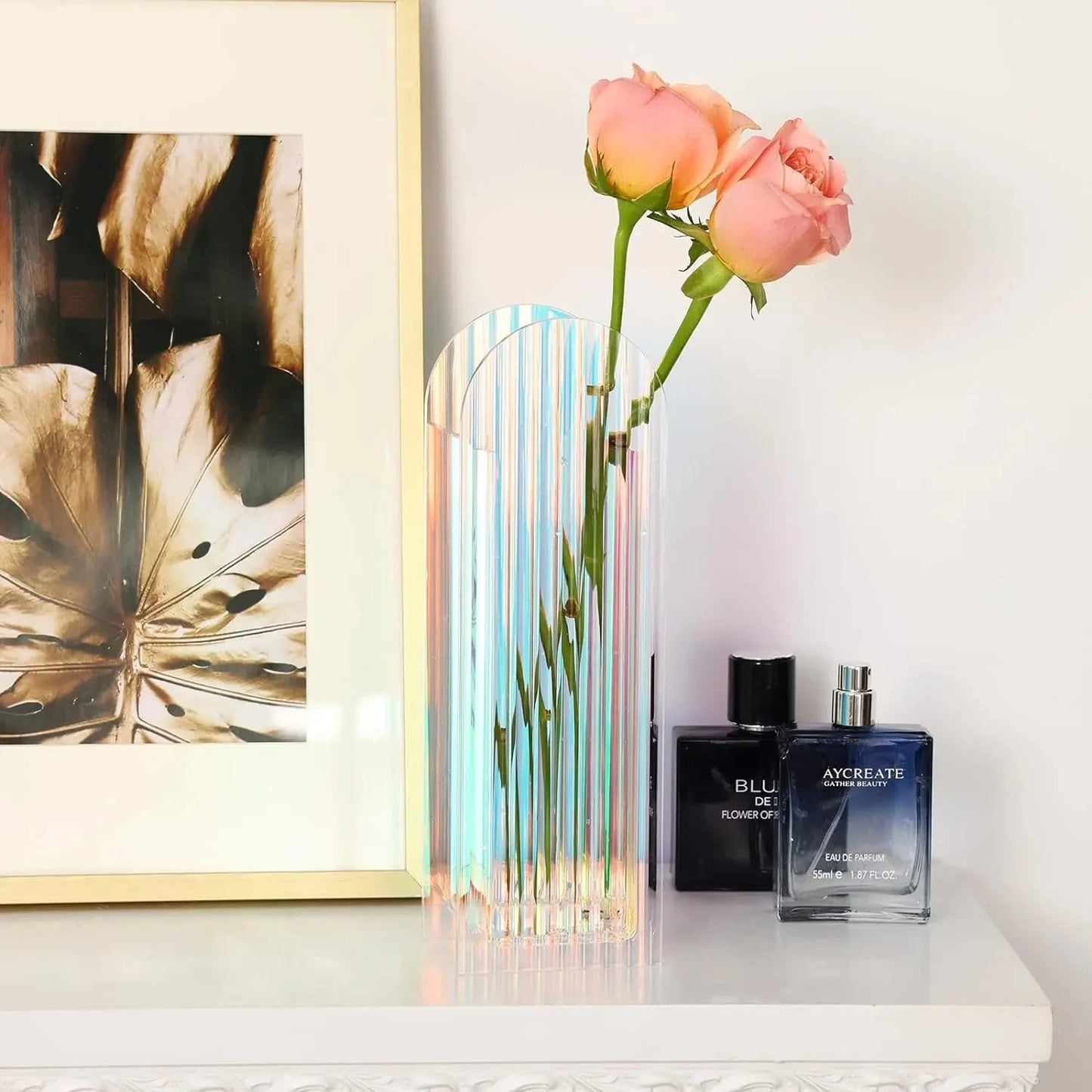 Plastic Vase on a white shelf