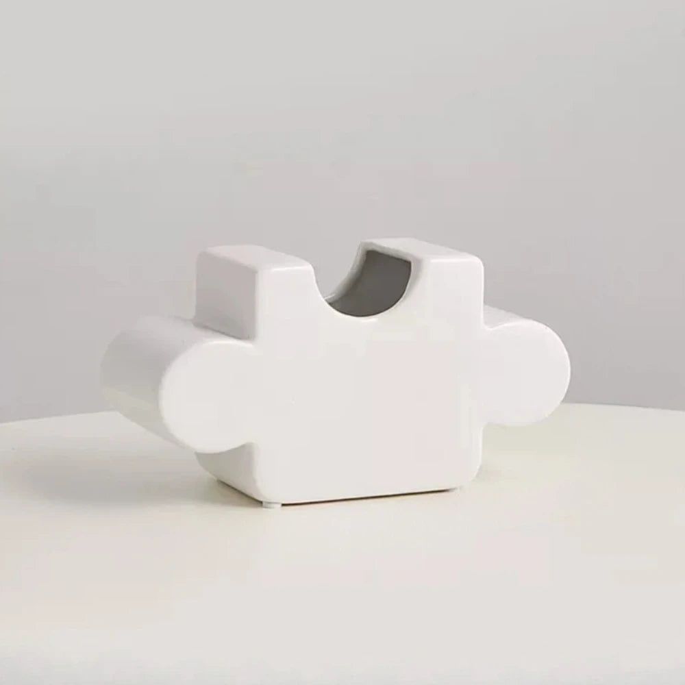 White Puzzle Vase on a white surface