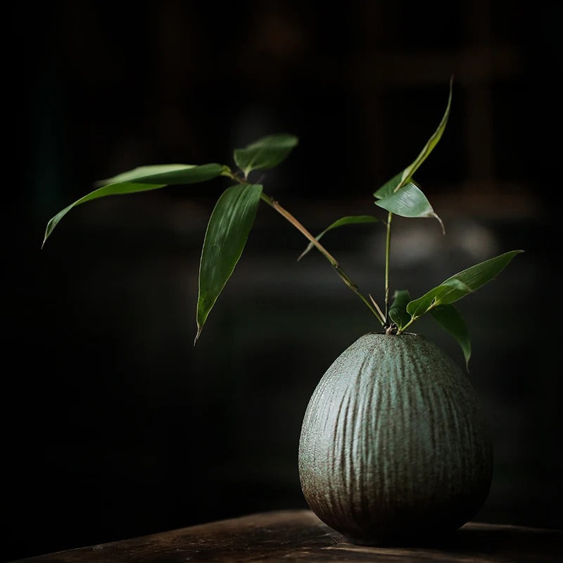 Sage Green Vase With Plants Inside
