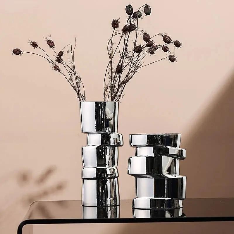 Two Silver Bud Vases in Medium and Large