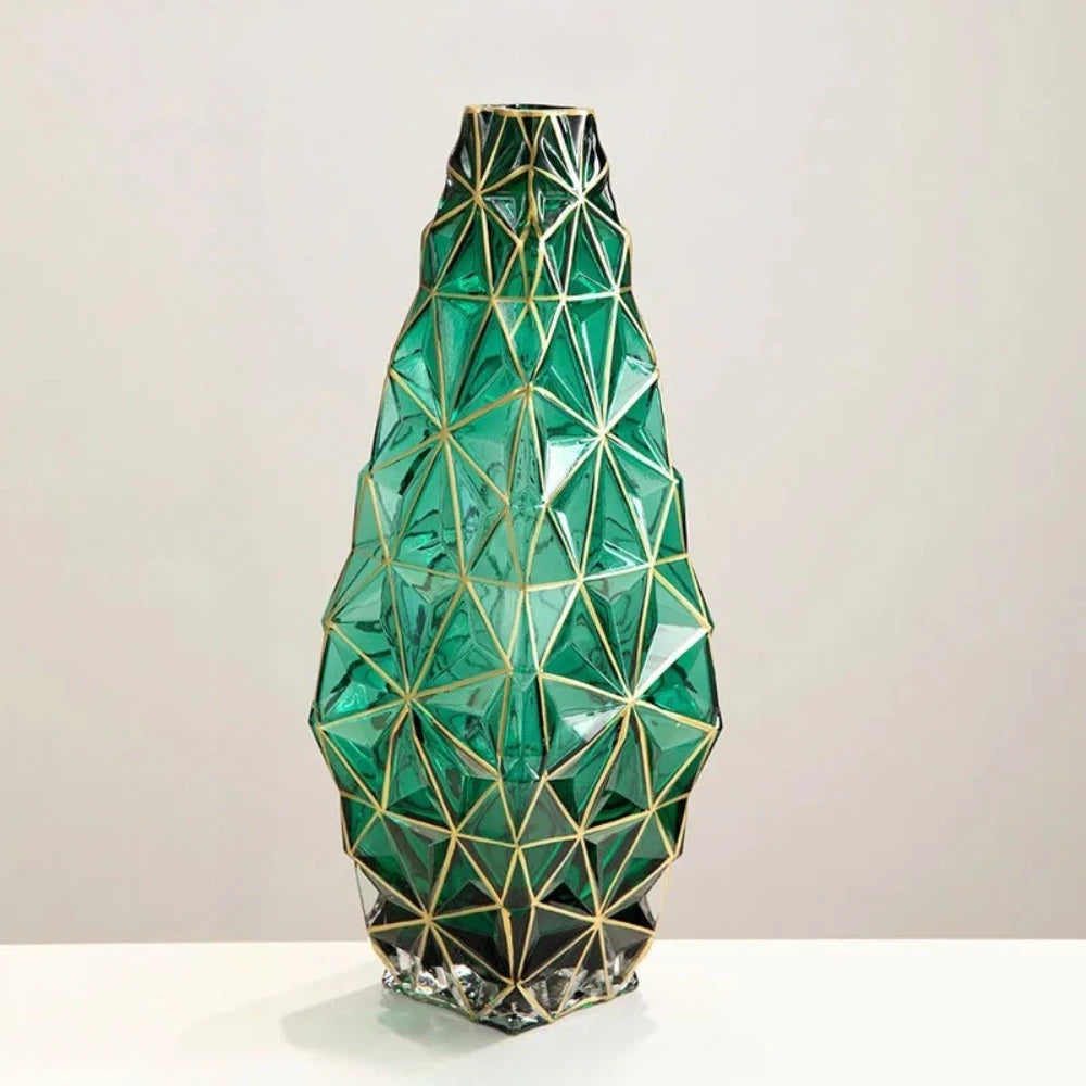 Tall Green Vase on a white surface