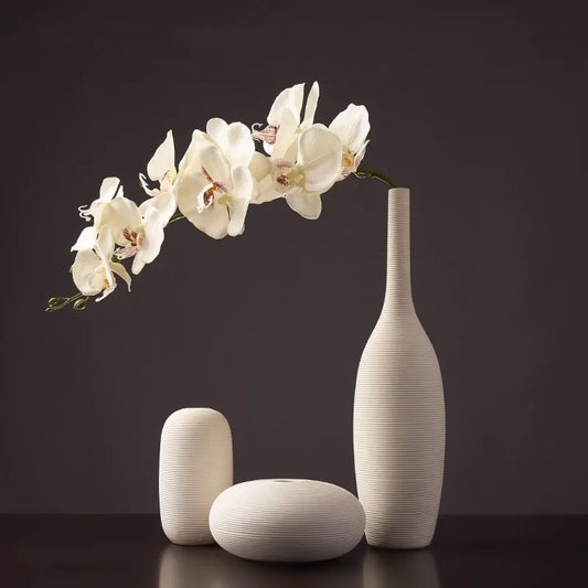 Set of White Ceramic Vases