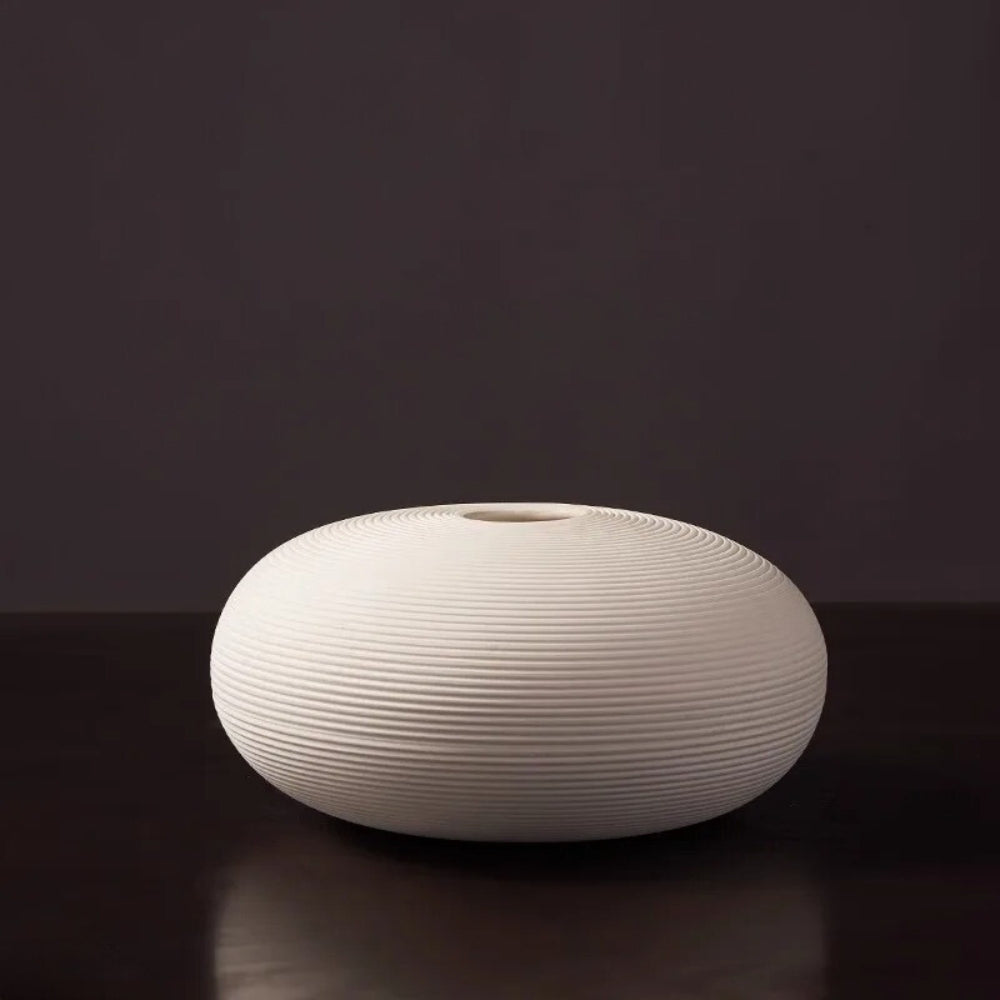 Sphere Shaped White Ceramic Vase