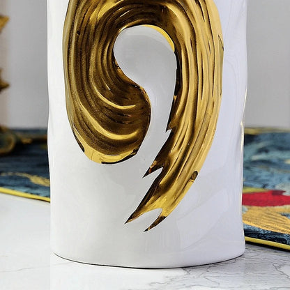 Golden elements of a White Cylinder Vase