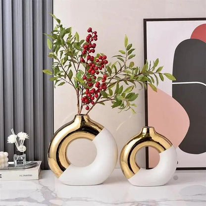 Two White and Gold Vases